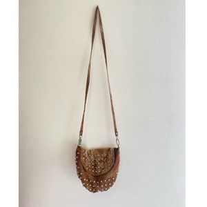 Tan Beaded Crossbody Purse